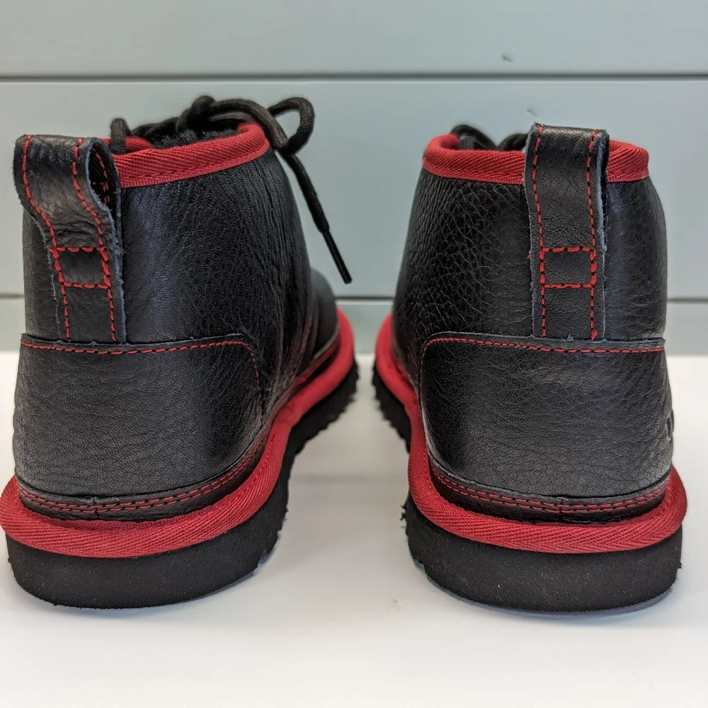 UGG Neumel Leather Chukka Ankle Black Red Boots Size Men's 9